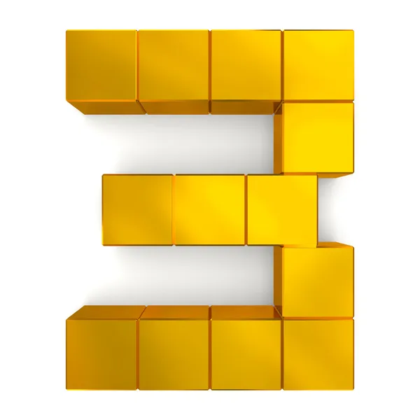 Number 3 cubic golden — Stock Photo, Image