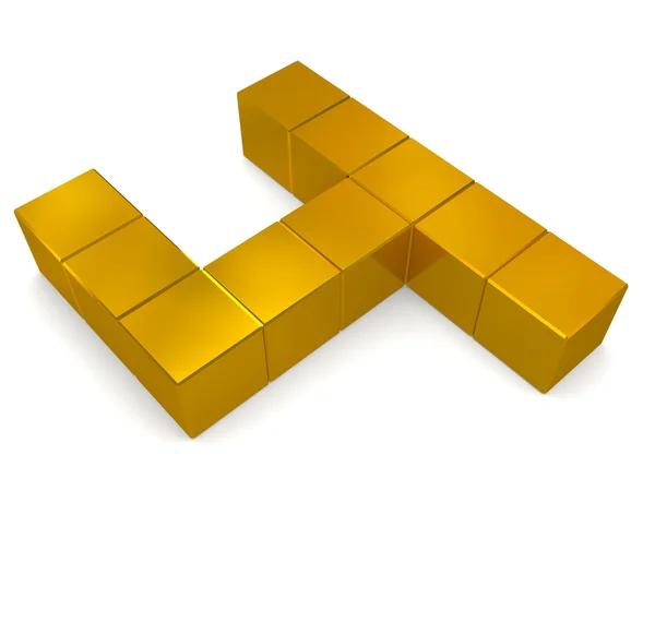 Number 4 cubic golden — Stock Photo, Image