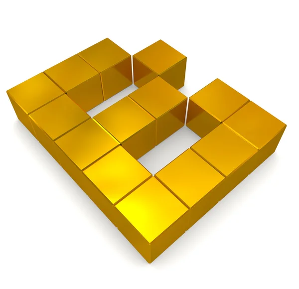 Letter B cubic golden — Stock Photo, Image