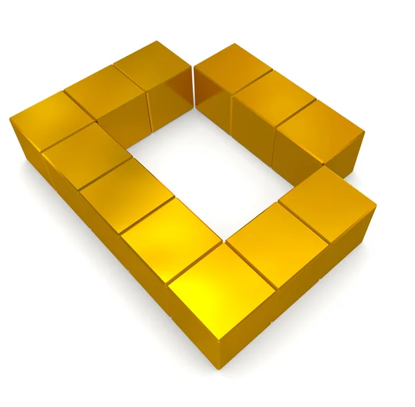 Letter D cubic golden — Stock Photo, Image