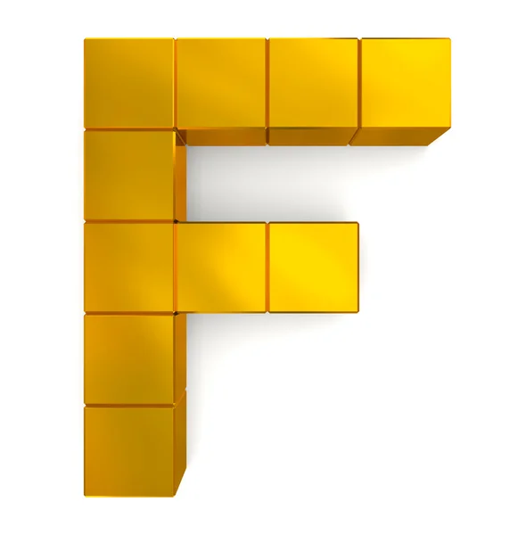 字母 f 立方金γράμμα f κυβικά χρυσή — 图库照片