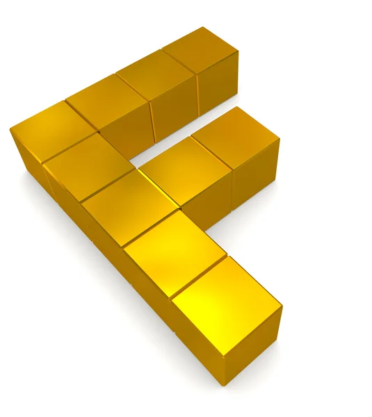 Harf f küp altın — Stok fotoğraf