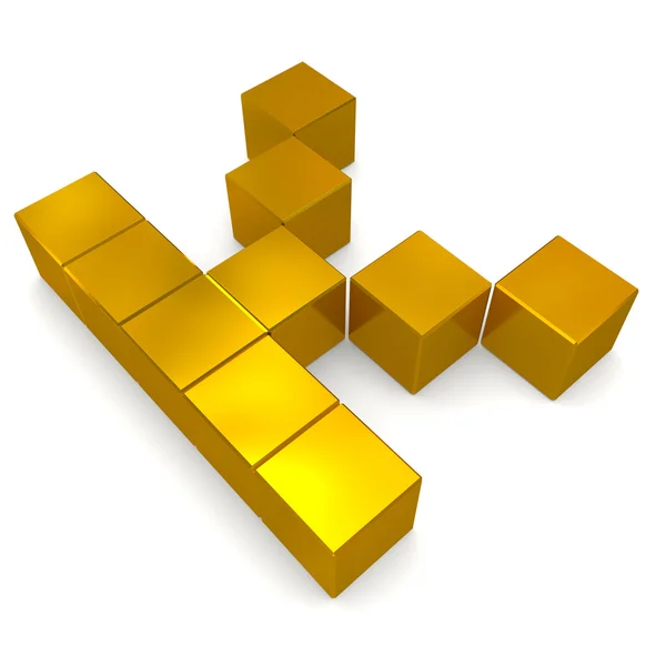 Letra K cúbico dourado — Fotografia de Stock