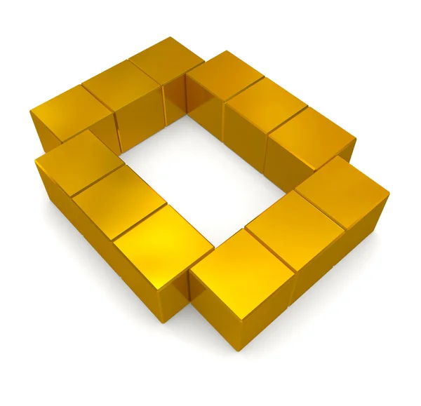 Letter O cubic golden — Stock Photo, Image