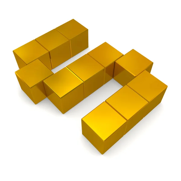 Bokstaven s kubik golden — Stockfoto