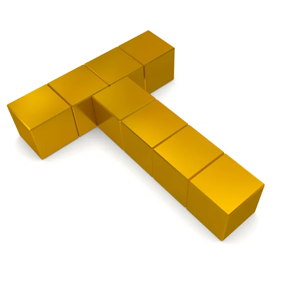 Буква T кубического золота — стоковое фото