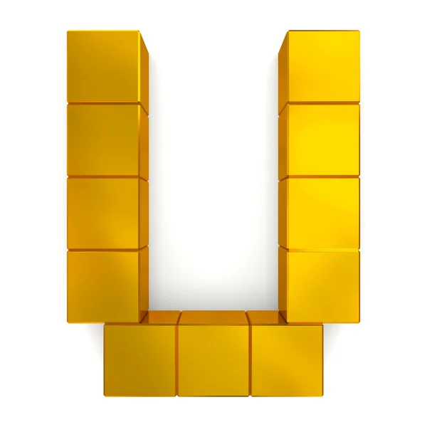 Letter U cubic golden — Stock Photo, Image