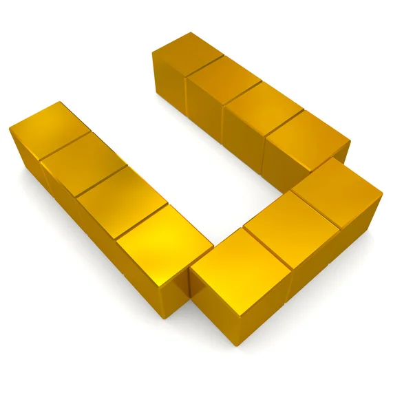 Letter U cubic golden — Stock Photo, Image