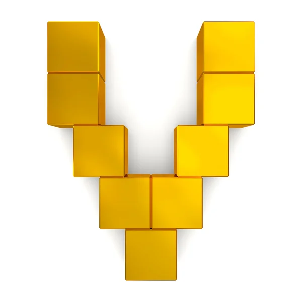Letter V cubic golden — Stock Photo, Image