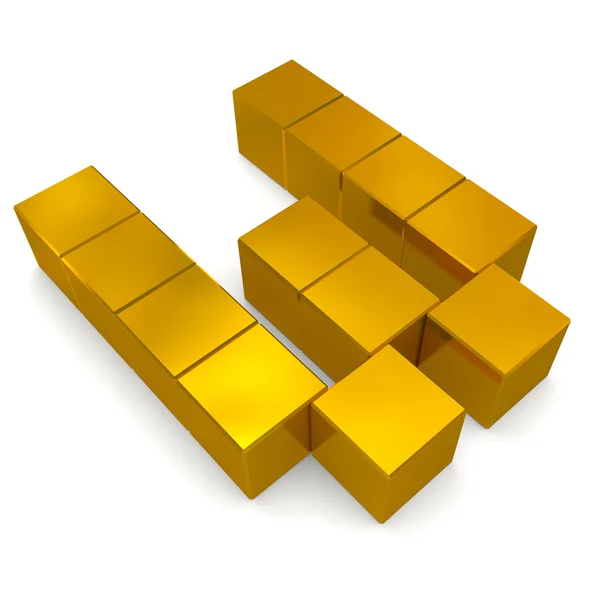 Letter W cubic golden — Stock Photo, Image