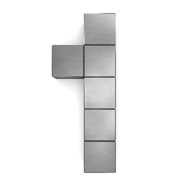 Numero 1 metallo cubico — Foto Stock