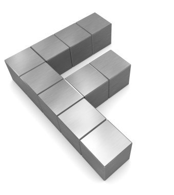 harf f kübik metal