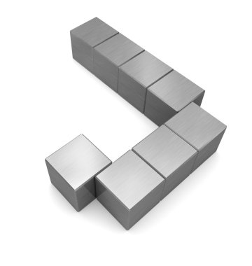 harf j kübik metal