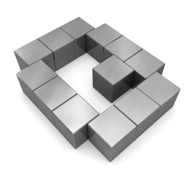 harf q kübik metal