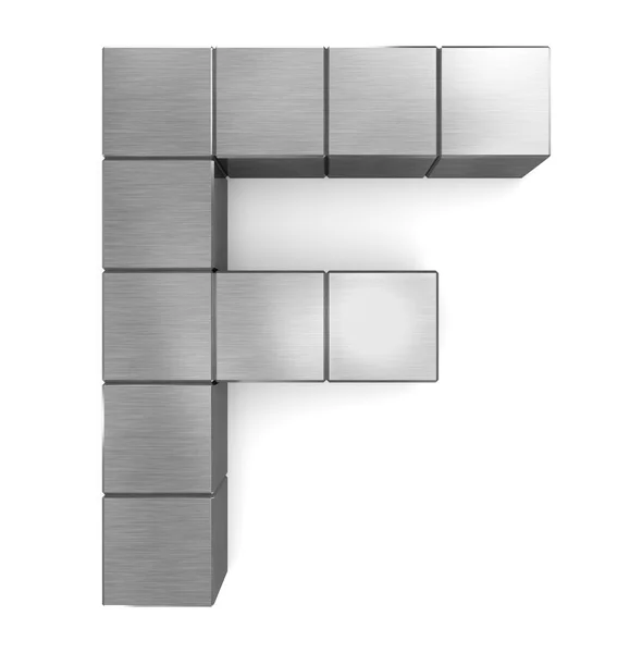 F betűt köbméter fém — Stock Fotó
