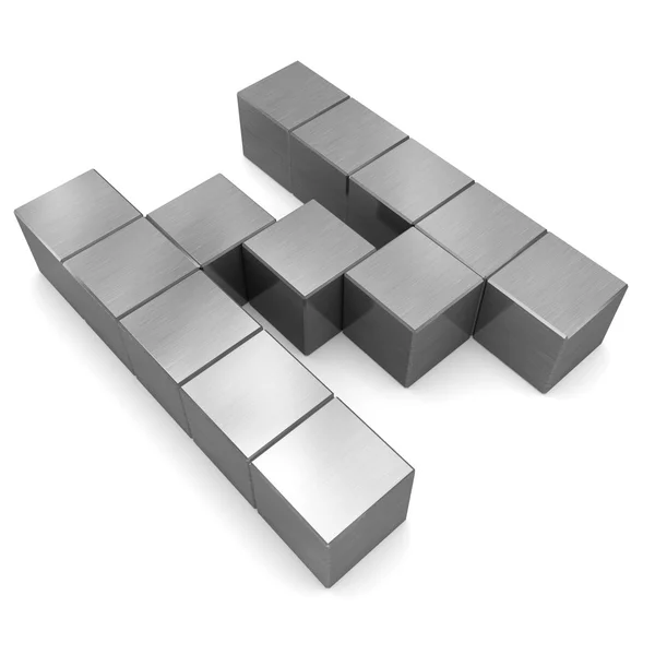Bokstaven n kubik metall — Stockfoto