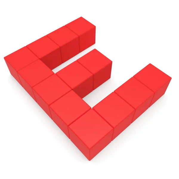 Letra E rojo cúbico — Foto de Stock