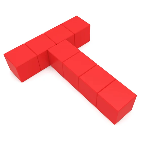 Letra T rojo cúbico — Foto de Stock