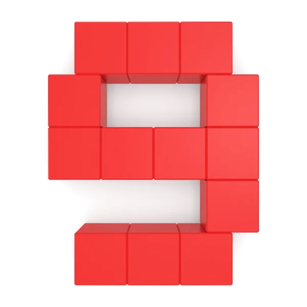 Number 9 cubic red — Stock Photo, Image