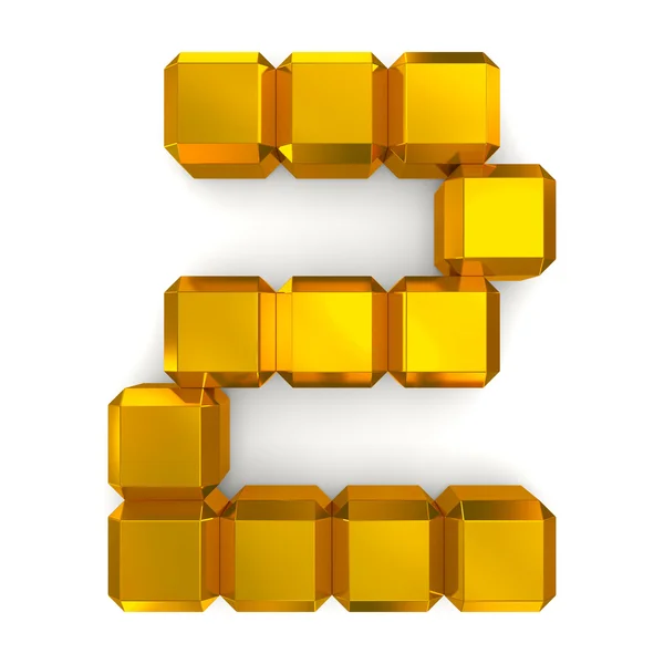 Número 2 cúbico de ouro — Fotografia de Stock