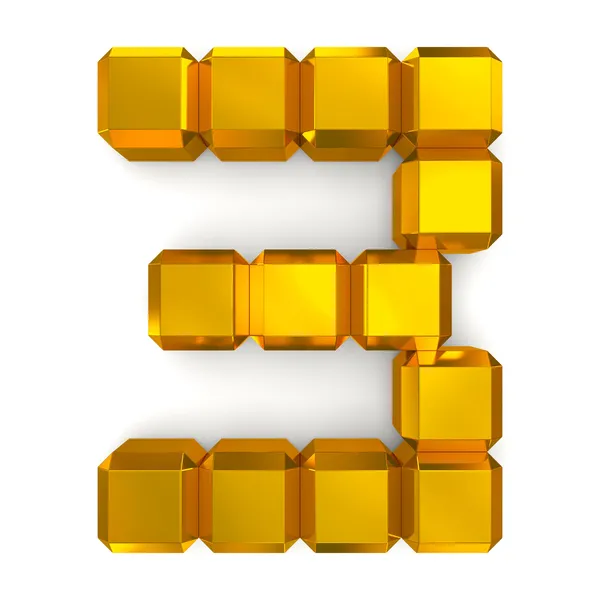Número 3 cúbico de ouro — Fotografia de Stock