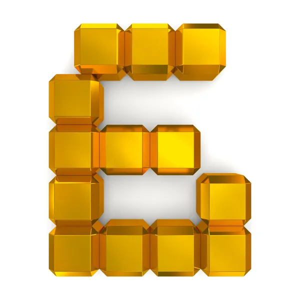 Number 6 cubic golden — Stock Photo, Image