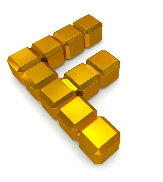Písmeno f krychlových zlatý — Stock fotografie