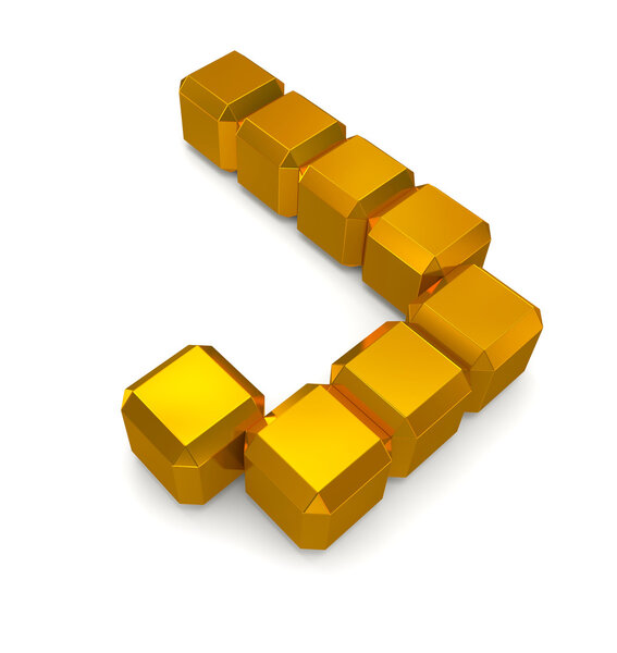 letter J cubic golden