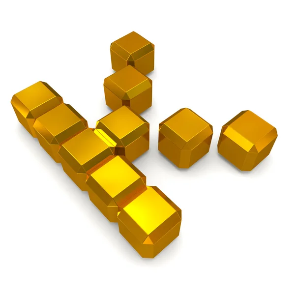 Bokstaven k kubik golden — Stockfoto