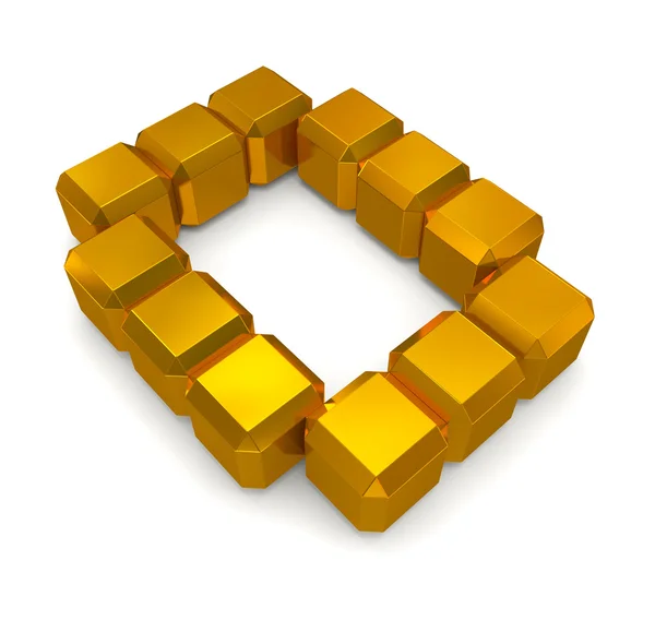 Letter O cubic golden — Stock Photo, Image