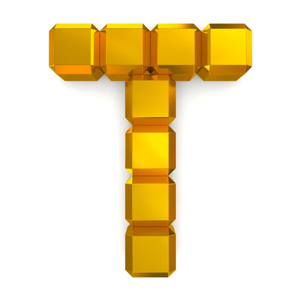 Letter T cubic golden — Stock Photo, Image