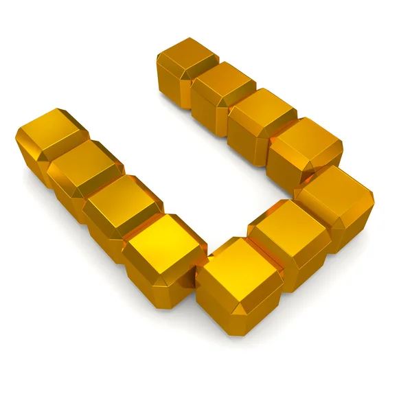 Буква U кубического золота — стоковое фото