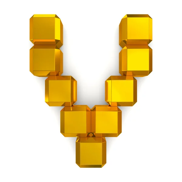 Letter V cubic golden — Stock Photo, Image