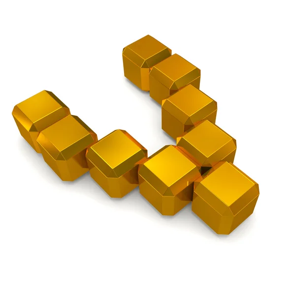 Bokstaven v kubik golden — Stockfoto