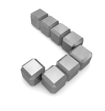 harf j kübik metal