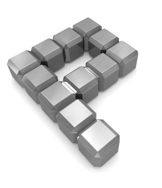 harf p kübik metal