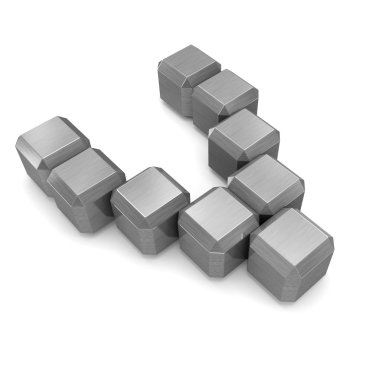 harf v kübik metal