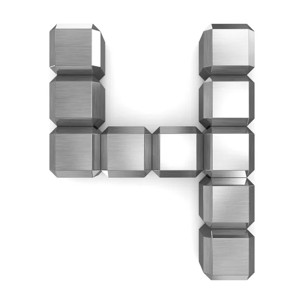 Number 4 cubic metal — Stock Photo, Image