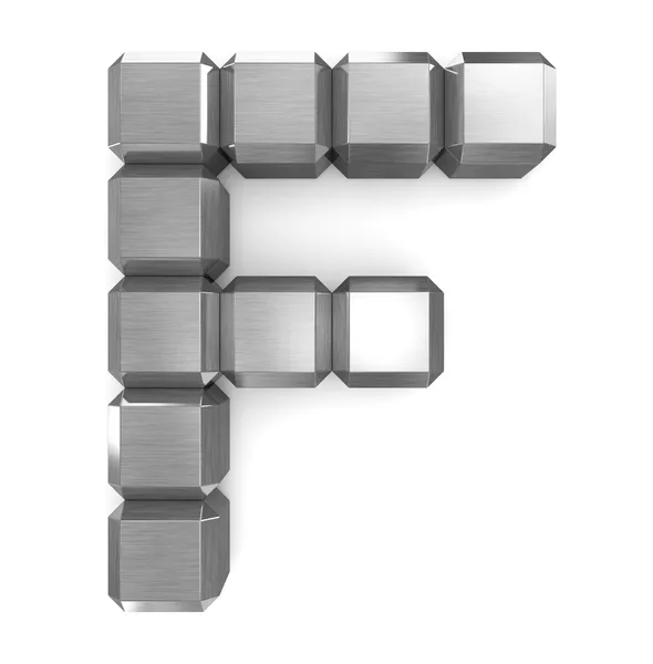 Письмо F кубический металл — стоковое фото