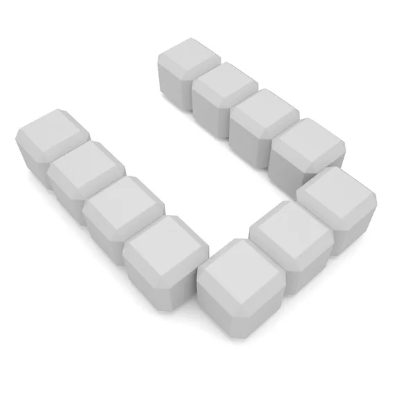 Letter U cubic white — Stock Photo, Image