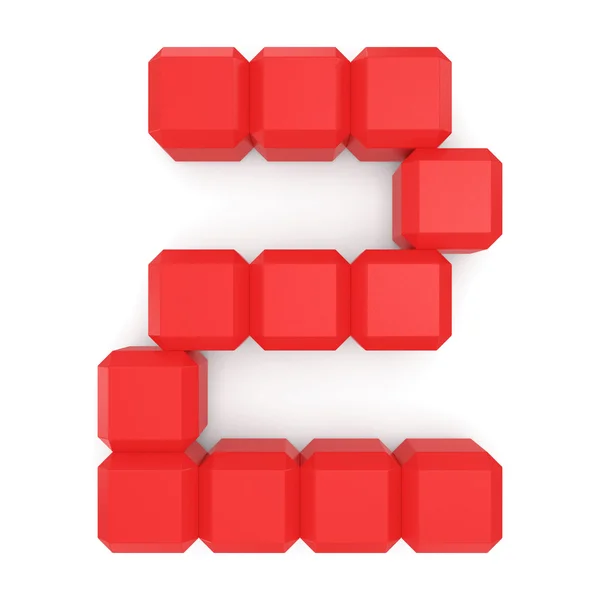 Číslo 2 kubické červená — Stock fotografie