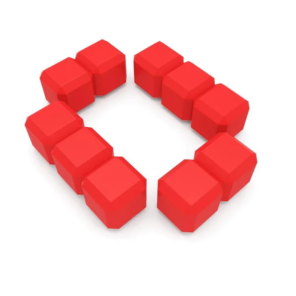 Number 0 cubic red — Stock Photo, Image