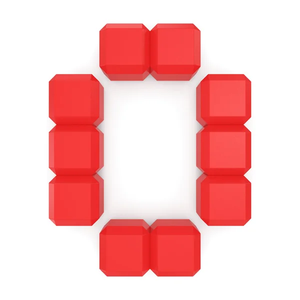 Number 0 cubic red — Stock Photo, Image