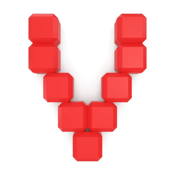 Letter V cubic red — Stock Photo, Image