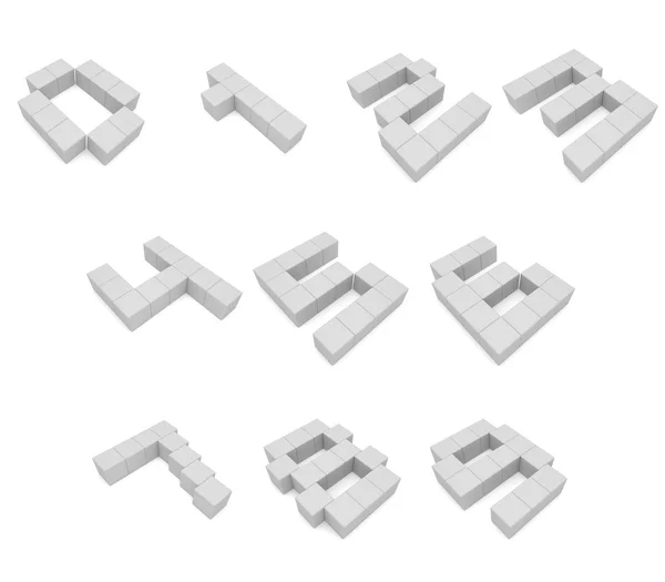 Numbers 3d cubic white — Stock Photo, Image