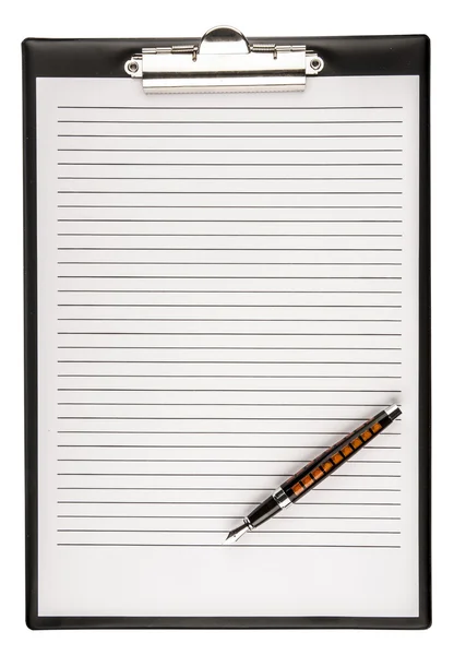 Blank clipboard with a pen isolat — Stock Photo, Image