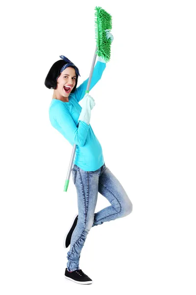 Happy cleaning woman portrait — Stock Photo, Image