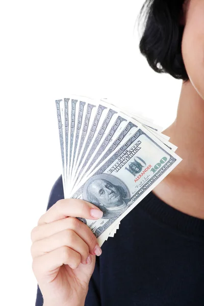 Vrouw hand met dollars. — Stockfoto