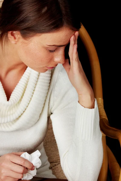 Vrouw met droevige uitdrukking — Stockfoto