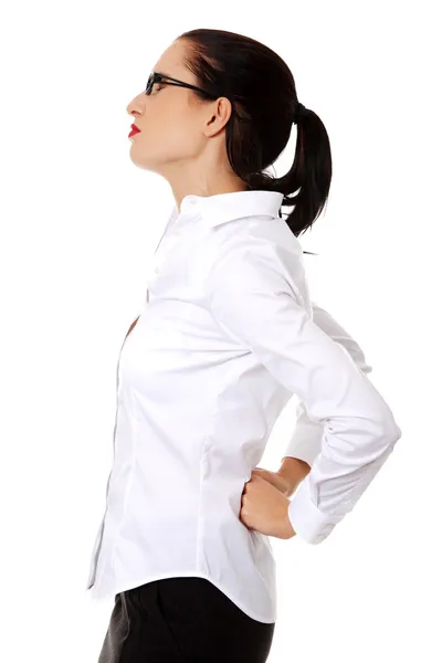 Donna d'affari con mal di schiena — Foto Stock
